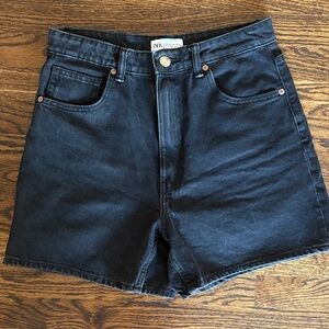Zara Women's High Waist Dark Denim Shorts